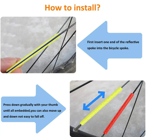 Installation guide for Colorful Reflective Spoke Wraps Kit For Bikes 84 Pieces 7 Sets Easy Install No Trim Wheel Spokes Skins.