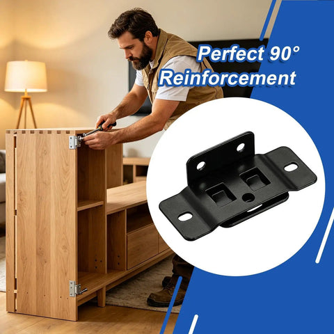No Slip Quick Fitting L Shaped Furniture Joint Bracket installation on wooden cabinet for anti loosening corner bracket