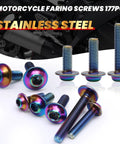 Sweet Ride Motorcycle Fairing Bolts Kit M5 And M6 Stainless Steel Fastener Set, 177-piece assortment of colorful screws.