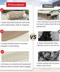 Comparison of Porch Shield all-weather waterproof patio table cover vs other covers, highlighting material and seam quality differences.