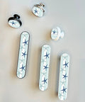 Blue Starfish Cabinet Pulls 4 Pack Center To Center Three Quarter Inch Silver Nautical Drawer Handles with 3D Design