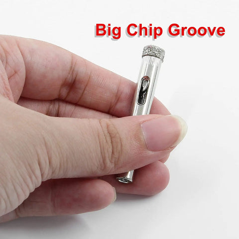 Ripping 12 Pieces Pro Grade Diamond Hole Saw Kit 5/16 8mm Core Drill Bits High Precision, showing big chip groove detail.