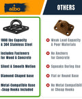 Infographic comparing 2650Lb Beefy Heavy Duty Ceiling Swing Hangers 2 Pack With Snap Carabiners vs others on capacity and materials.