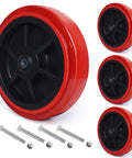 8 Inch Industrial Caster Wheels Set Of 4 With Polyurethane Tread On Polyolefin Core Double Roller Bearing 6000 Lb Capacity