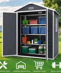 Heavy-Duty Resin Outdoor Storage Shed 6 By 4.4 Ft Yard-Ready Built-To-Last With Reinforced Floor, Lockable Door And Vent