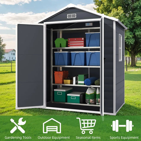 Heavy-Duty Resin Outdoor Storage Shed 6 By 4.4 Ft Yard-Ready Built-To-Last With Reinforced Floor, Lockable Door And Vent