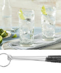 Must Have 5 Piece Tube Brushes Kit Clean Dirty Bottles Straws Mugs And Coffee Machines Fast With Stainless Steel Rod And Nylon Tufted Bristles Fit Small Niche Areas Plus Key Ring Hook Makes It Easy As Pie To Latch On Perfect For Every Home Job. tube brush kit with key ring and nylon bristles, shown beside iced lime drinks