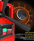 Rock Solid 110V Magnetic Drill Press 1100 Watts 550 Rpm control panel showing speed settings for drilling thick steel.
