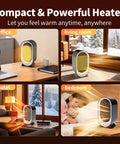Hot In 2 Seconds 850W PTC Ceramic Space Heater Portable Quiet Desk Heater in office, bedroom, living room, and hotel use.