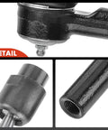 Front Inner And Outer Tie Rod End Kit For Chevy Malibu 2004-2012, Saturn Aura 2007-2009, And Pontiac G6 2005-2010, Replaces Worn Tie Rods To Tighten Steering, Stop The Wobble, And Keep Tire Wear Even., black steel tie rod ends detail views
