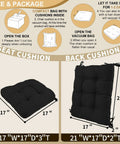 Cozy Up Rocking Chair Cushion Set With Tie Back Seat Cushion And Back Pillow Non Slip Woven Fabric Pads For Elderly Sitting Indoor Comfort 17 x 17 Inch Seat Cushion And 21.6 x 17 Inch Back Cushion Black, showing size and packaging details.
