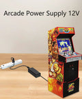 Replacement 12V Power Supply For Arcade Game Machines And All Riser Cocktail Tables Including CounterCade Pac Man Series BI36 120300 U2 Compatible Plug And Play Adapter For Arcade1Up Units, shown powering an arcade machine.
