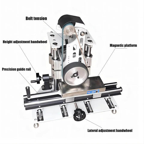 Badass 1500W Variable Speed Belt Grinder Sander 2X48 Inch Workbench Finishing Station with adjustable features and magnetic platform.
