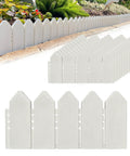 Landscape Edging Kit With 6.7 Inch Tall Wood Look Border For Flower Beds And Gardens, Double Sided White Fence Edge displayed