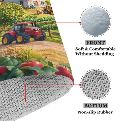 Green Pattern Anti Fatigue Kitchen Mat With Plush Faux Cashmere Comfort, Non Slip Rubber Backing, Detail of Textures