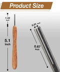 Dimensions of Wooden Paper Bead Roller With Slotted Metal Tip For Easy Quilling with ergonomic handle, 5.1 inches