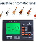 2 In 1 Digital Metronome Tuner For Guitar Bass Violin And Ukulele Chromatic Tuner With Metronome High Visibility LCD Precision Calibration Multi Instrument Tuning Practice Aid For Musicians, black LCD unit