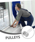 Installation of Heavy Duty Sliding Door Roller Wheels With Dual Bearing Iron Groove Caster for smooth gliding on patio doors.