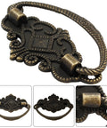 Six Pack Vintage Antique Bronze Drawer Pull Handles With Backplates For Retro Drawers Jewelry Boxes Kitchen Cabinets 2.64 x 1.69 inch