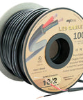 Spool of 100 ft 18 AWG Low Voltage LED Cable Two Conductor Outdoor Rated Black Jacket In Wall Speaker Wire UL Class 2