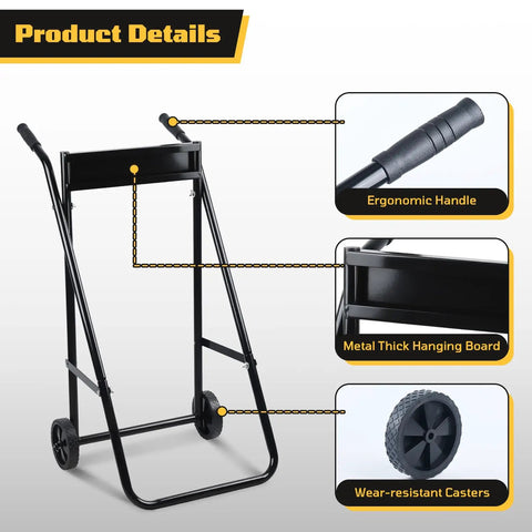 Heavy Duty Outboard Boat Motor Stand With Wheels 165 Lb Load Capacity Portable Motor Trolley with ergonomic handle, sturdy frame, and wheels.