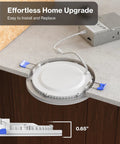 Close-up of 24 Pack 6 Inch Canless Led Ultra Slim Recessed Lights With Junction Box, showcasing easy installation features.