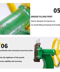 Grease filling port and adjusting screw of Heavy Duty Manual Hand Wheel Press 1.2 Ton Capacity Precision Cast Iron Flatbed Bench Arbor Machine.