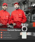 Heavy Duty Battery Current Monitor Sensor Module For Chevrolet Cruze Base 2016 2017 2018 displayed with mechanics in red uniforms.