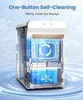V2.0 Nugget Ice Maker Delivers Chewable Pebble Ice Fast On The Counter For Home Or Office Use With Self Cleaning And Energy Efficient Performance 38 Lbs Per Day Pellet Ice Machine Ideal Gift showing one-button self-cleaning feature.