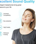 Woman enjoying excellent sound quality with 2 Pack USB C Headphones Wired With Microphone And Remote For iPhone 17 16 15 Pro Max iPad Galaxy