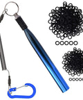 Gradient Wacky Rig Tool With Silicone O Rings 210 Pcs for 3-4 and 5-7 Inch Worm Lures, aluminum tube and rings shown