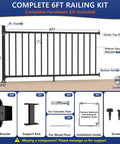 Heavy Duty Modular Deck Railing System 36 Inches High By 6 Feet Long Solid 6063 Aluminum Rails complete kit with posts and fasteners.