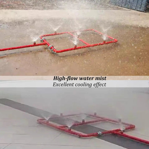 Rock Solid Electric Vehicle Chassis Cooling Setup With Twenty Four Water Mist Nozzles And Quick Hydrant Hookup For Top Shelf Fire Safety And Crush The Heat Battery Protection spraying water mist onto a surface.