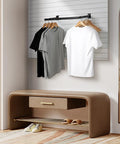 Slatwall U Shaped Hangrail 24x12 Inch Tubing For Retail Displays And Home Garment Storage Durable Steel With Powder Coat installed with shirts