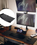 Undermount Keyboard Tray With Ergonomic Tilt And Clip Mount, black PP desk extender, tool-free under desk setup.