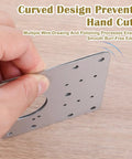 Person holding a plate from the 20-Piece Upgraded Cabinet Hinge Repair Plate Kit - Beefy, Heavy-Duty Stainless Steel with smooth edges