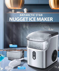 Chewable Nugget Ice Maker Countertop With One Touch Operation, Self Cleaning, Fast Ice Making Up To 34 Lbs Per Day, Slick Silver