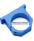 69mm Aluminum Spindle Holder Mount for PROVerXL 4030 V2 2X2 4X4 CNC Router Machines in blue with size indication