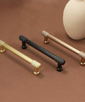 10 Pack Five Inch Matte Black Cabinet Handles Knurled Drawer Pulls and assorted metal finishes on display.