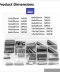 60 Piece Square Key Stock Set With Storage Case For Industrial Equipment Carbon Steel Machine Keys labeled compartments