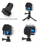 Waterproof Dive Housing With Color Correcting Filters For Dope Underwater Photography, No Lens Removal Needed, Red, Light Red, And Magenta Filters, Fits Hero 9 Through 13 Black Cameras, Submerge Up To 147 Feet, featuring cold shoe adapter and tripod mount