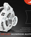 Side view of Heavy-Duty Alternator Fit For Dodge Grand Caravan, Chrysler Town And Country, Jeep Wrangler, die-cast aluminum alloy.