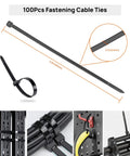 100 black fastening cable ties from Cable Management Kit For TV And Computer Setup With 4 Cable Sleeves 57 Self Adhesive Clips 12 Hanging Strips