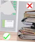 Heavy Duty Wall Mounted Card Holder Rack Boasting Top Notch Slot Layout For Offices And Warehouses, grey plastic card organizer with paperwork.