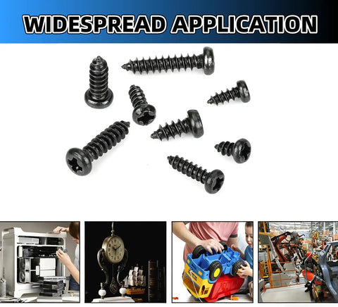 400 Piece M2 And M2.6 Black Self Tapping Truss Head Screw Assortment Kit With Phillips Drive for precise electronics repairs.