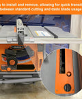 Dado Throat Plate Compatible With Ridgid Table Saw R4514 R4518 showing quick install in a metal insert for easy transitions.