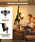 Vintage Resin Hemp Rope Monkey Chandelier Pendant Lamp With Edison Style Bulb Fixture E26 in cozy living room setting