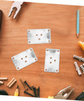25 Pack Thick Iron Table Leg Plates Heavy Duty Furniture Feet Connectors For Wobbly Couches And Dining Tables Easy DIY Installation with tools.