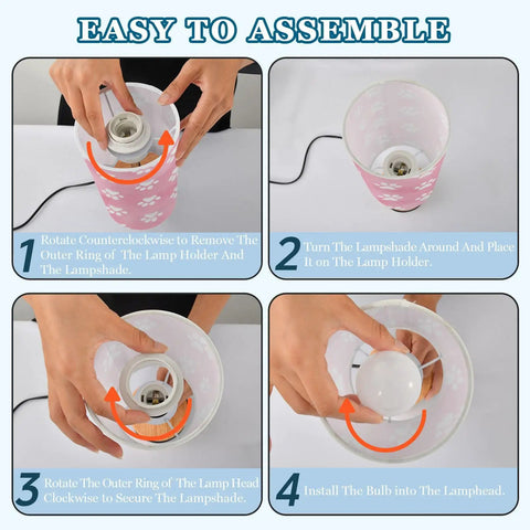 Assembly guide for Dope Dog Paw Print Watercolor Bedside Lamp With 3 Way Dimmable Touch Control And Built In Charging Station