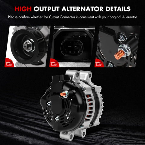 Beefed Up 135 Amp 12 Volt Alternator Replacement for GM Vehicles Impala Monte Carlo Buick LaCrosse Pontiac Grand Prix 2005 2009 V8